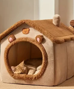 S93e892240b1c4448ab248e1db908c7f07.webp Zusammenklappbares Haustierhaus - Abnehmbares & Waschbares Katzenbett, Hundehöhle Sofa für XS Hunde & S/M Katzen