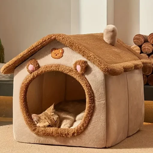 Zusammenklappbares Haustierhaus - Abnehmbares & Waschbares Katzenbett, Hundehöhle Sofa für XS Hunde & S/M Katzen
