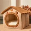 Zusammenklappbares Haustierhaus - Abnehmbares & Waschbares Katzenbett, Hundehöhle Sofa für XS Hunde & S/M Katzen