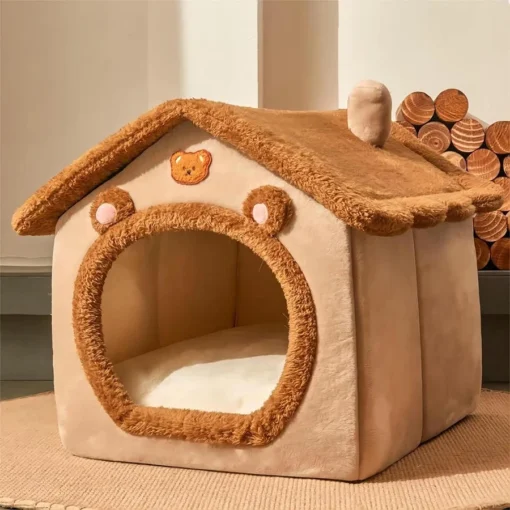 Zusammenklappbares Haustierhaus - Abnehmbares & Waschbares Katzenbett, Hundehöhle Sofa für XS Hunde & S/M Katzen